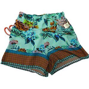 Maeve Anthropologie Carolina Boho Shorts Pockets Side Zip Basque Waist Wide Leg